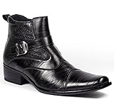 Delli Aldo Men's Buckle Strap Ankle High Dress Boots Shoes