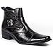 Delli Aldo Men's Buckle Strap Ankle High Dress Boots Shoes