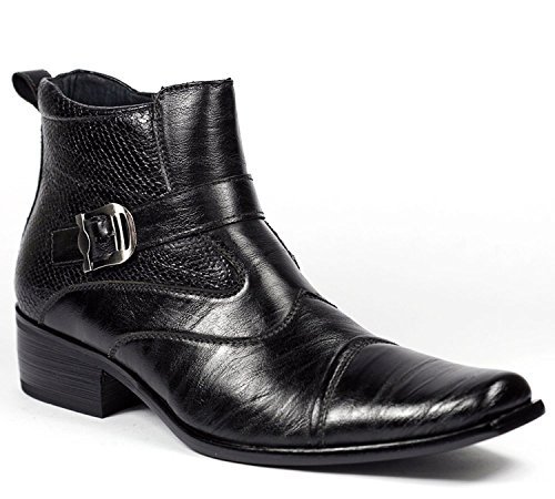 Delli Aldo Men's Buckle Strap Ankle High Dress Boots Shoes