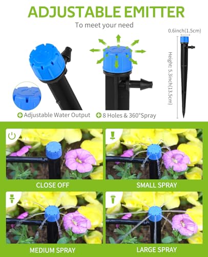 HIRALIY 98.4FT Drip Irrigation Kit, Garden Watering System, Blank Tubing DIY Automatic Irrigation Equipment Set for Outdoor Plants, Micro Drip Irrigation Kit for Greenhouse Flower, Bed Patio, Lawn