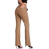 DAYOUNG Women's Yoga Dress Pants Tummy Control Workout High Waist Bootcut Stretchy Slacks Y52A-Brown-M