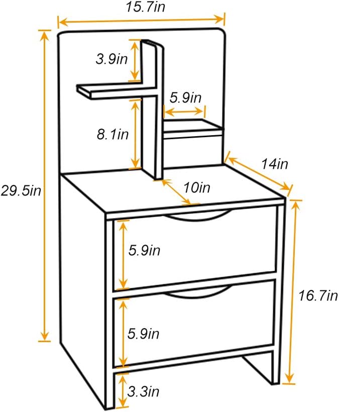 SogesPower Nightstand Bedside Table Wood End Table Coffee Table with Drawers and Shelves Bed Table Small Night Stand, White Maple, JZS-CT2-2-MP-N: Kitchen & Dining