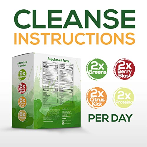 Raw Fountain 3 Day Juice Cleanse Detox, 24 Powder Packets, Travel and