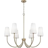 Capital Lighting 455261AD-550 Averitt Soft White Glass Chandelier, 6-Light 360 Total Watts, 33" H x 37" W, Aged Brass