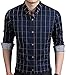 YTD Men's 100% Cotton Long Sleeve Plaid Slim Fit Button Down Dress Shirt
