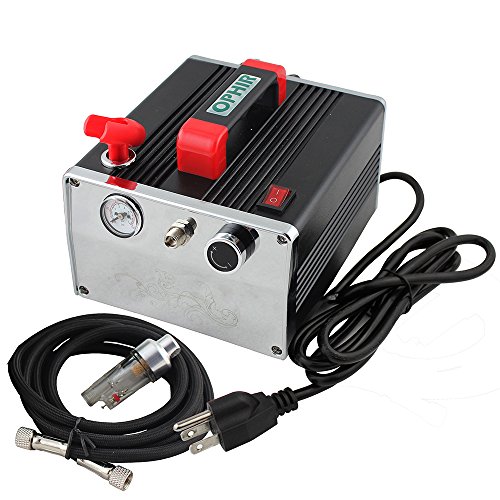 OPHIR 110V US PLUG Mini Air Compressor Airbrush Kit Dual Action for Hobby Makeup Nail Art