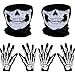 Pangda 2 Set White Skeleton Gloves and Skull Face Mask Ghost Bones for Adult Halloween Dance Party Costume