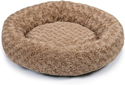 Slumber PetSwirl Plush Donut Beds - Soft and Cozy Donut-Shaped Beds for Dogs and Cats - Small, 18", Oatmeal