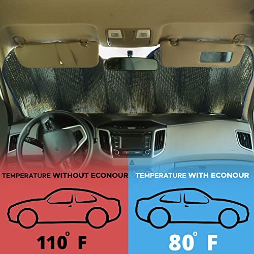 EcoNour Accordion Sun Shade Car Windshield (Gray), Foldable Front