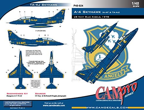 CAM Pro Decals CAMP48024 1:48 A-4F TA-4J Skyhawk Blue Angels 1978 [WATERSLIDE DECAL SHEET]