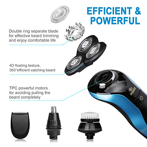 DAMONING Electric Shaver, 4D Rechargeable IPX7 Waterproof 4 in 1 Men's