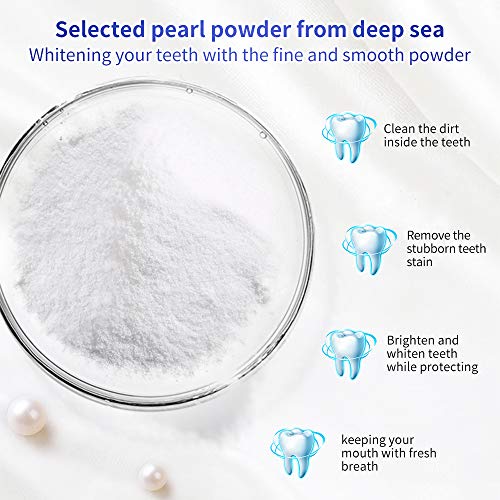 Teeth Whitening Powder BREYLEE Teeth Brightening Powder with Pearl Essence, Baking Soda for Removing Stain Caused by Coffee Wine Smoking Whitening Yellow Teeth Keeping Oral Fresh(30g, 1.05 oz)