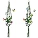 Five-of-Five 2 Pack Macrame Plant Hanger with Ring and Butterfly for Indoor Outdoor Plant Decoration, 4 Legs Flower Pot Plant Holder, 41.3 Inches Green