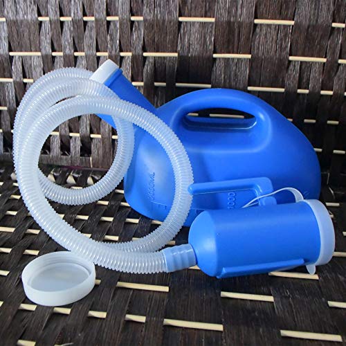 YUMSUM Men's 2000ML Portable Potty Pee Bottle Male Urinal Collector for Hospital Camping Car Travel Toilet Urinal,130 cm Tube (Blue)