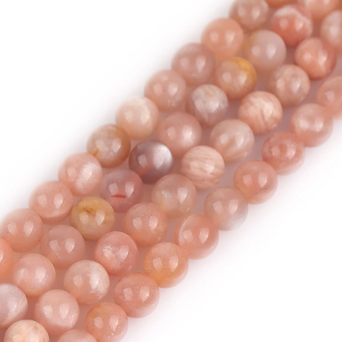 GEM-Inside Natural 6mm Sun Stone Round Gemstone Semi Precious Loose Beads for Jewellery Making 15''
