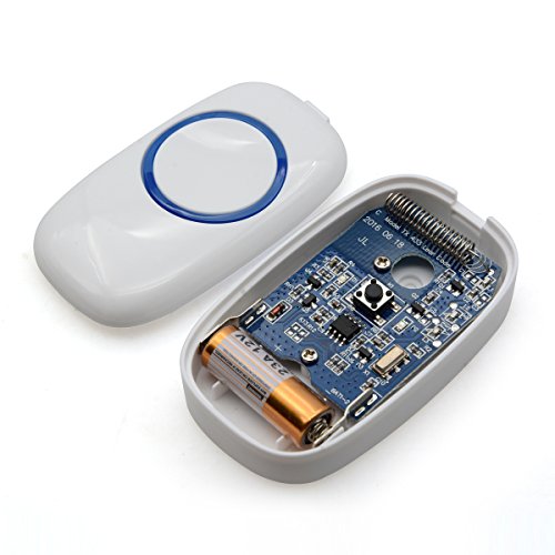 Wireless Caregiver Pager Smart Call System 1 SOS Call Button, Penck Waterproof Door Entry Bell Chime, 1000Ft Range, 52 Melodies, 4 Volume Levels, 2 Plug-in Receivers, LED Flash
