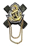 King Crown Silver Gold Coat of arms Anchor Sailor Ribbon Olive Branch Chain Military Rock Punk Biker Fashion Costume Badge Brooch/Pin #BP-5