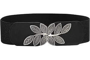 ALAIX Women's Stretchy Belt for Dresse Jumpsuit Dress Belts Vintage Elastic Wide Leaf Waist Belt Waistband