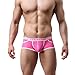 2 Pack Men Boxer Briefs Shorts Hollow Cut Out Trunks Underwear 863 (Large, pink/blue)