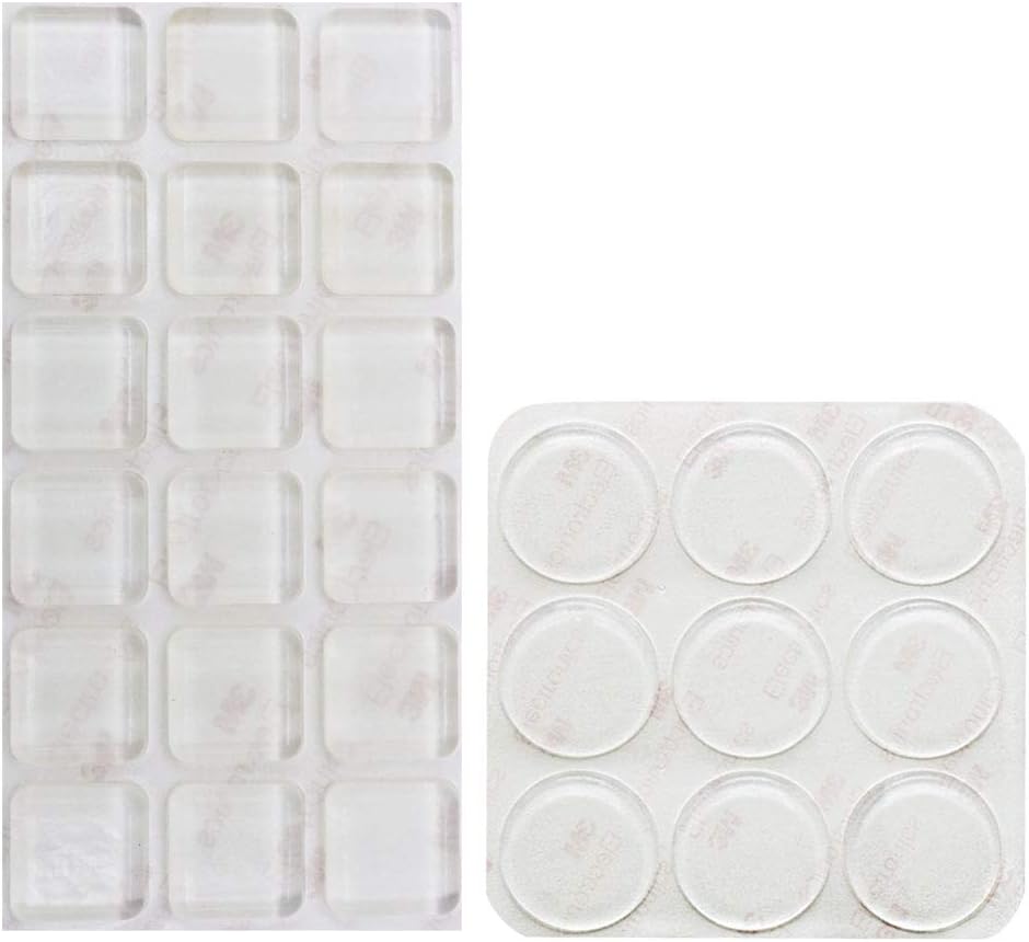 Shintop 27 Pieces Furniture Bumpers, Clear Adhesive Glass Top Bumpers Anti-Scratch and Noise Dampening for Glass, Doors, Cabinets Drawers and Furniture Protection (Square, Circle)