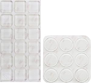 Shintop 27 Pieces Furniture Bumpers, Clear Adhesive Glass Top Bumpers Anti-Scratch and Noise Dampening for Glass, Doors, Cabinets Drawers and Furniture Protection (Square, Circle)