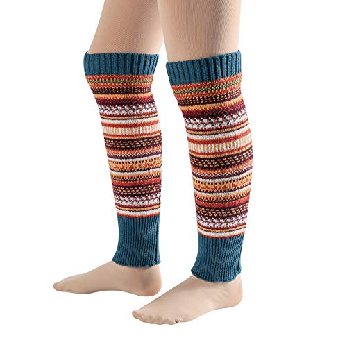 DREAM SLIM Colourful Striped Knitted Crochet Knee High Leg Warmers Boot Leg Cuffs Slouch Socks