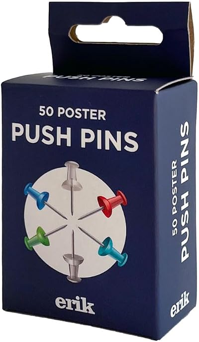 Grupo Erik Poster Pins 50 and Adhesive Strips Kit for Wall Cork Board