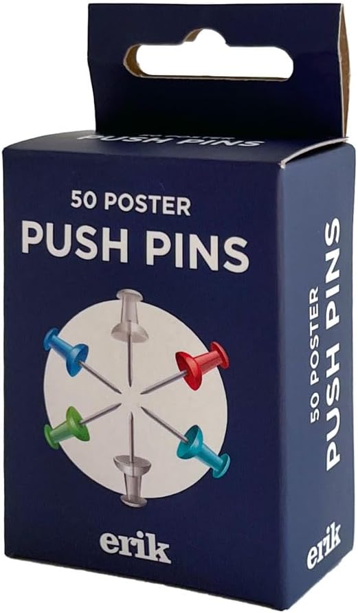 Grupo Erik Poster Pins 50 and Adhesive Strips Kit for Wall Cork Board