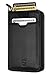 Vaultskin NOTTING HILL Minimalist Leather Zipper Wallet for Women and Men: Slim Multi Cardholder with RFID Blocking and Keychain Ring (Black)