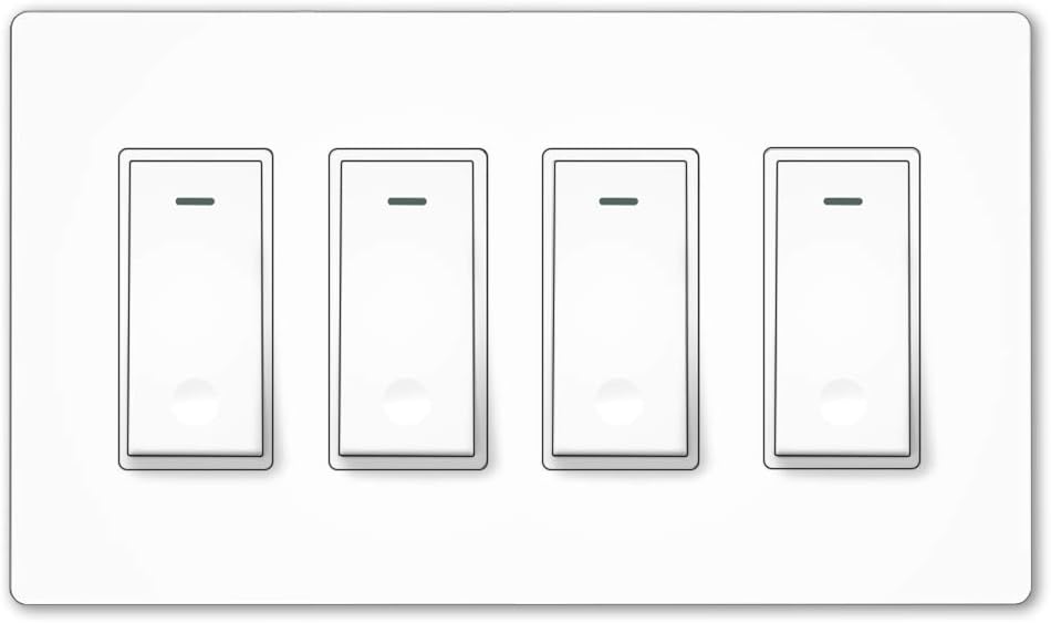 MOES WiFi Smart Light Switch,4 Gang No Screw Panel Smartlife/Tuya App Wireless Remote Control In-Wall Switch Timer for Lights,Compatible with Alexa,Google Home,No Hub required