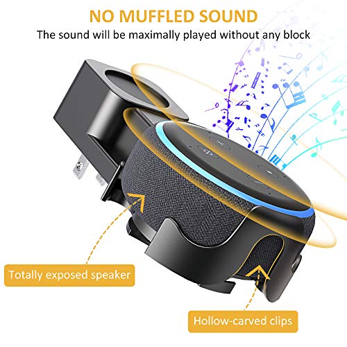 Comsoon Outlet Wall Mount Holder for 3rd Generation & Home Mini, Exposed Speaker, No Muffled Sound Space-Saving Accessories for Smart Home Speaker, Clever Dot Plug Without Mess Wires or Screws, Black - Thumbnail 3