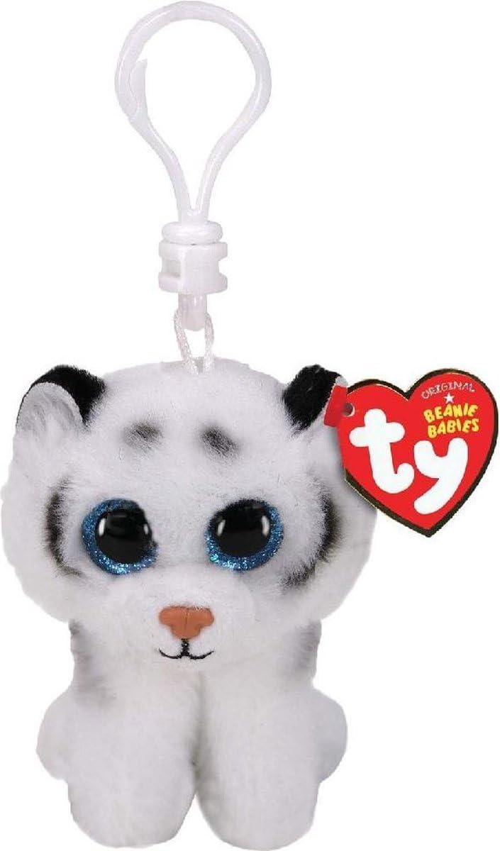 TY - Beanie Boo's Clip Tiger Tundra, Keychain - 7 CM, White, One Size, 35234