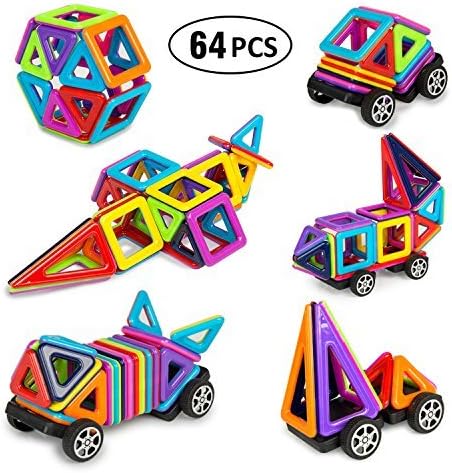 Alture 64 PCS Magnetic Building Blocks | Magnet Blocks Set | Kid Magnetic Toys Construction Stacking Kits | Building Tiles Blocks for Creativity Educational Toys for kids