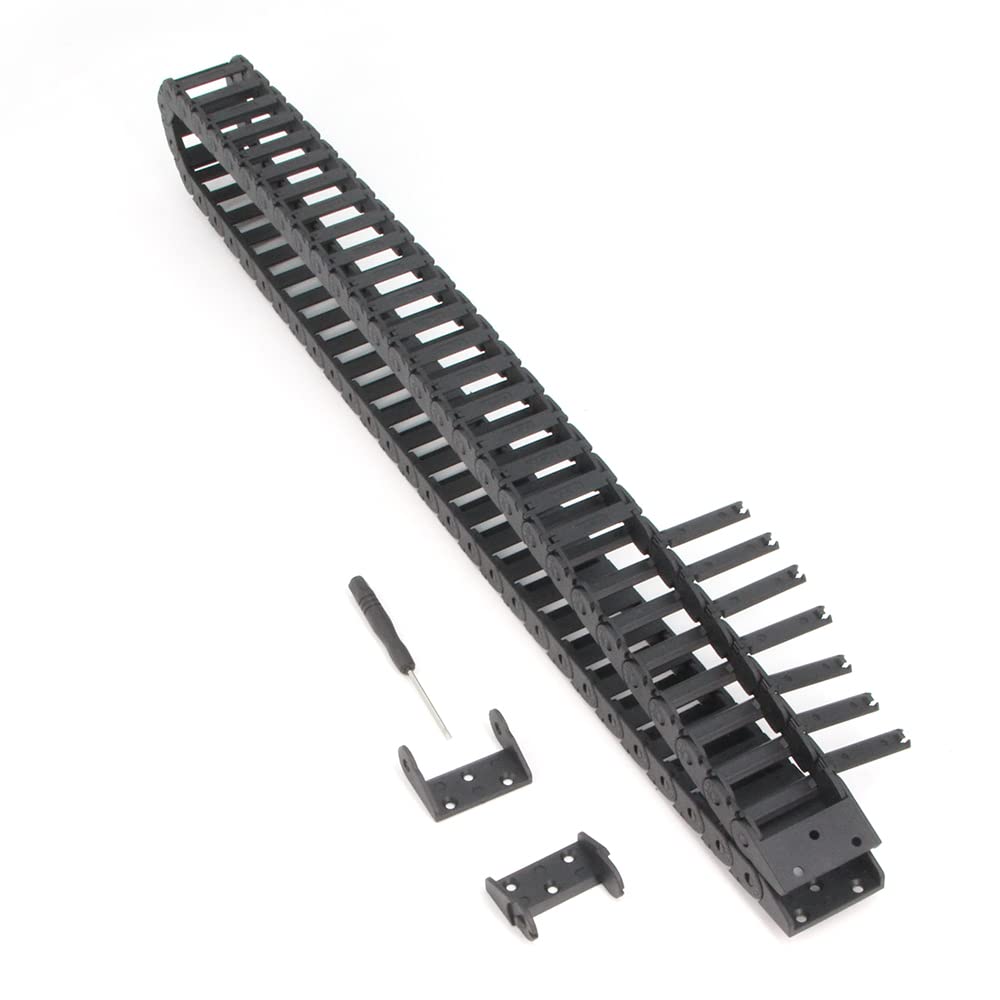 Zeberoxyz 10x30mm Drag Chain Length 1Meter Open Type Black Plastic Cable Carrier R18 with 1Kit End Connectors for 3D Printer and CNC Machines (10mmx30mm-Outside Open)