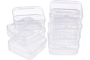 BENECREAT 18 Pack 2.1x2.1x0.78 Inches Square Clear Plastic Bead Storage Containers Box Drawer Organizers with Lid for Items,Earplugs,Pills,Tiny Bead,Jewelry Findings