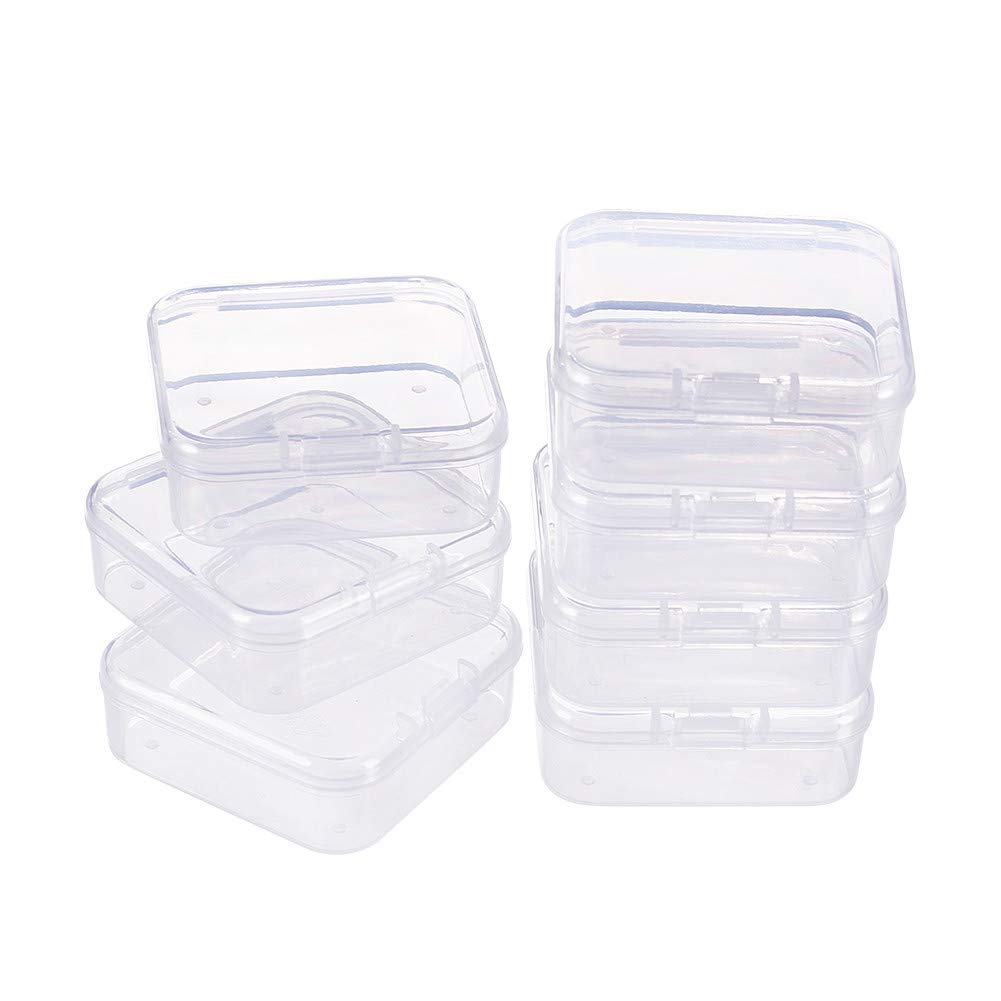 BENECREAT 18 pack Square Clear Plastic Bead Storage Containers Box Case with Flip-Up Lids for Items,Pills,Herbs,Tiny Bead,Jewerlry Findings, and Other Small Items - 5.4cmx5.4cmx2cm (2.1x2.1x0.78 Inch)