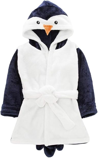 Sunenjoy Robe De Chambre Polaire Enfant Peignoir Sortie De Bain A Capuche Animaux Pour Bebe Cape De Bain Flanelle Microfibre Pingouin Mignon Amazon Fr Vetements Et Accessoires