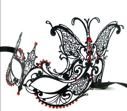 Black Extravagant Butterfly Mask Mardi Gras Masquerade Mask Majestic Party Halloween Ball Prom by QJ