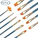 TAMEHOM 2 Piece Golden Synthetic Hair, Short Wooden Handle Artist Brushes for Acrylic, Oil, Watercolor Painting, Blue