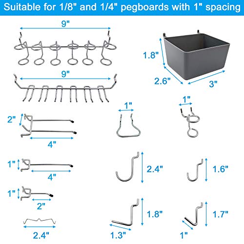 FRIMOONY Pegboard Hooks Assortment With Pegboard Bins, Peg Locks, For