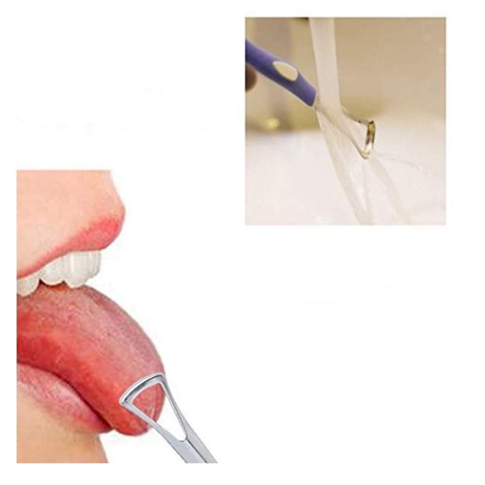Pevor Stainless Steel Tongue Scraper Cleaner Breath Fresher for Oral Care (Blue)