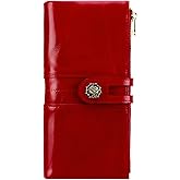 shuainiu Women's RFID Blocking Wallet Soft Leather Clutch Money Ladies Purse Slim Card Holder Organizer Zip Pocket (3020-Red)