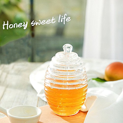 Transparent Beehive Honey Jar with stirring rod Q436