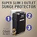 SANUS Low Profile On-Wall AV Surge Protector with 1080J of Fireproof Protection - 3 AC Outlets Plus Rotating Coax Line Protection with Signal Filtering
