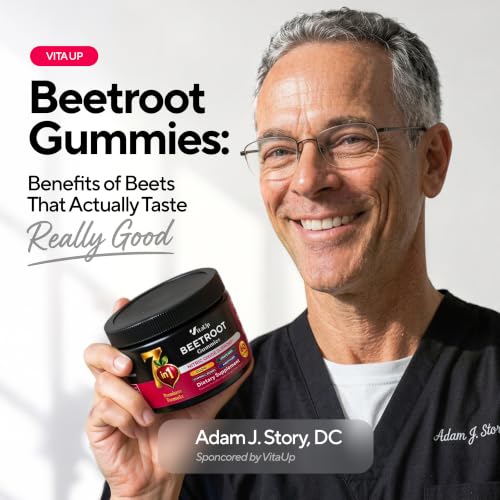 VitaUp Beet Root Gummies – Beetroot Gummies with CoQ10, Grape Seed, Vitamin C, B12 & B3 – Beets Gummies for Circulation Support – Beet Supplement for Energy & Immune Support – 60 Beets Chews