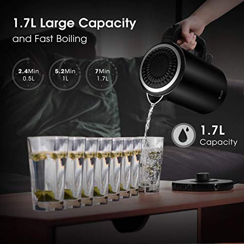 Habor Electric Kettle, 100% Stainless Steel Hot Water Water Boiler, 1500W 1.7L Fast Boiling Tea Water Heater, Auto Shut-Off Protection - Thumbnail 5