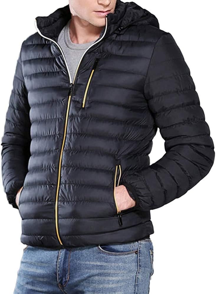 Men's WaterResistant Packable Puffer Jacket, Cotton Solid Color Full