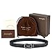 Leather Belts for Men with Automatic Buckle Ratchet Slide Holeless Black big - Long 52''