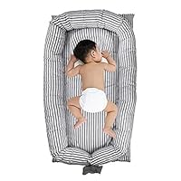 Windream Baby Bassinet Grey Striped-Baby Lounger Breathable, Washable, Portable and Lightweight Perfect for Cuddling, Lounging, Co Sleeping, Napping and Travel(0-24 Months)