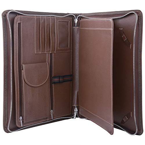 image for iCarryAll Personalize Crazy-Horse Leather Padfolio, Multi-Function Bus